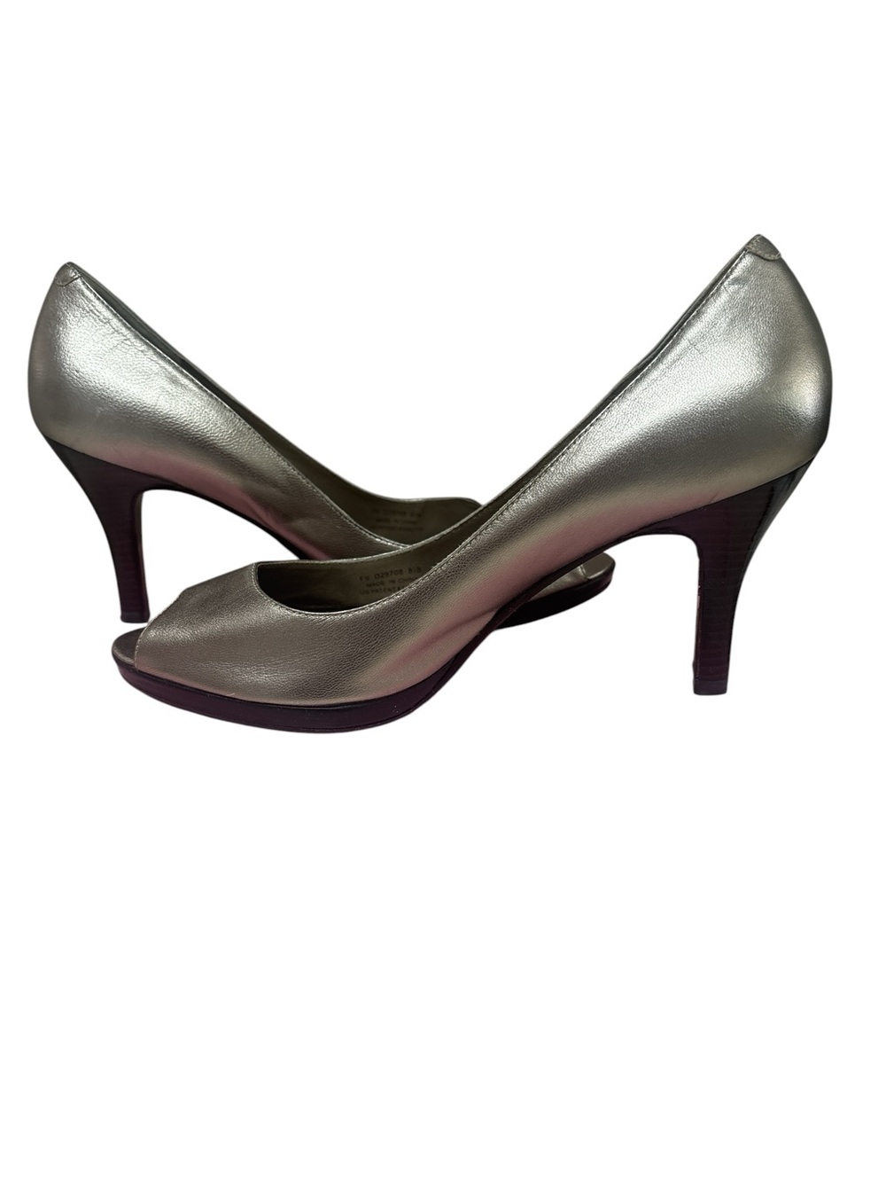 Cole Haan Air Carma Women's Metallic Peep-Toe High Heels - Silver